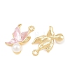 Alloy with Pearl Pink Enamel Pendants AL-CBA1FD3-26G-02-2