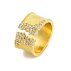 Brass Micro Pave Clear Cubic Zirconia Cuff Rings for Women RJEW-Q009-09G-2