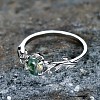 Oval & Leaf 925 Sterling Silver with Moss Agate Finger Rings FS-WGF1EFD-01-3