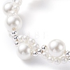 Round Shell Pearl Beaded Bracelet with Safety Chain BJEW-TA00036-4