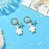 Tortoise & Starfish Synthetic Turquoise Hoop Earrings EJEW-JE07147-02-1