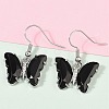 Natural Obsidian Brass Dangle Earrings EJEW-M081-01P-08-5