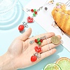 2Pcs Acrylic Heart & Resin Strawberry & Alloy Bowknot & Glass Bead Mobile Straps HJEW-YW00323-3