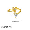 Brass Micro Pave Clear Cubic Zirconia Cuff Open Rings FS-WGF859A-15-1