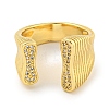 Rack Plating Brass Micro Pave Cubic Zirconia Open Cuff Ring RJEW-C082-11G-2