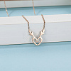 Deer Antler Heart Stainless Steel Rhinestone Pendant Necklaces DZ8057-2