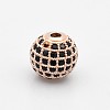 CZ Brass Micro Pave Grade AAA Black Color Cubic Zirconia Round Beads KK-O065-6mm-01RG-NR-1