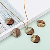 Transparent Resin & Walnut Wood Pendants RESI-S358-02C-B02-5