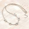 Brass Micro Pave Clear Cubic Zirconia Double Horn and Round Beaded Necklaces KK-CBA4547-06P-1