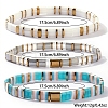 3Pcs 3 Styles Square Glass Tile Beaded Stretch Bracelet Sets with Synthetic Non-magnetic Hematite Beads for Women HZ1549-2