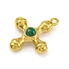 Synthetic Malachite & 304 Stainless Steel Cross Pendants STAS-H221-01G-04-2