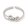 Non-Tarnish 304 Stainless Steel Word Love Open Cuff Ring for Women RJEW-A043-17P-2