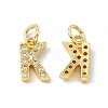 Real 18K Gold Plated Brass Micro Pave Clear Cubic Zirconia Charms KK-E068-VB452-K-1