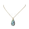 Natural Paua Shell Teardrop Pendant 304 Stainless Steel Cable Chain Necklaces NJEW-JN06362-2