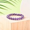 Natural Amethyst Round Beaded Stretch Bracelet X-BJEW-F293-04A-4