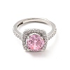 Pink Cubic Zirconia Rectangle Adjustable Ring RJEW-E064-01P-01-2