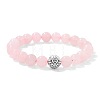 Natural Rose Quartz Round Beaded Stretch Bracelets BJ1741-9-1