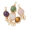 7Pcs 7 Colors Natural Mixed Gemstone Herringbone Wire-Wrapped Pendants PALLOY-JF05188-2