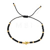 Adjustable Brass & Glass Braided Bead Bracelets for Women WG4426-2-1
