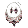 Alloy Rhinestone Bib Necklaces & Dangle Earrrings Sets for Women WG32480-07-2