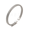 304 Stainless Steel Flat Mesh Chain Shape Open Cuff Bangle for Women BJEW-C033-08-2