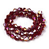 Opaque Solid Color Electroplate Glass Beads Strands EGLA-A039-P6mm-B22-3
