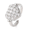 Brass Micro Pave Cubic Zirconia Cuff Open Rings RJEW-C153-02P-4