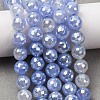 Electroplated Natural Agate Beads Strands G-B191-A07-8mm-16-1