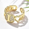 Brass Micro Pave Clear Cubic Zirconia Open Cuff Rings for Women RJEW-K289-02G-L-2