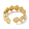 Shell Shape Rack Plating Brass Open Cuff Finger Rings for Women RJEW-L123-004G-3