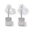 Anti-Tarnish Rhodium Plated Cube 999 Sterling Silver Stud Earrings for Women EJEW-S215-09P-2