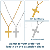 FIBLOOM 2Pcs 2 Colors 304 Stainless Steel Cross Pendant Necklace with Satellite Chains NJEW-FI0001-48-3