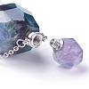 Natural Fluorite Openable Perfume Bottle Pendant Necklaces NJEW-G325-03P-3