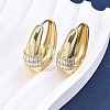 Oval Brass Micro Pave Clear Cubic Zirconia Hoop Earrings EJEW-G425-03G-1