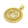 Rack Plating Brass Micro Pave Clear Cubic Zirconia Pendant KK-B091-34G-2