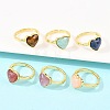 Natural Gemstone Finger Rings with Brass Findings G-H353-03G-1