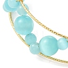 Sky Blue Round Cat Eye Beaded Brass Bangles for Women BJEW-JB10741-3