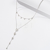925 Sterling Silver Pave 5A Clear Cubic Zirconia Teardrop Pendant Y Necklaces SE-CBA9BBC-15P-2