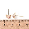 Cat Shape Brass Micro Pave Cubic Zirconia Stud Earrings EJEW-L278-11G-5