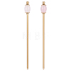 2Pcs Natural Rose Quartz Barrel Bead with Brass Hair Sticks OHAR-PH00014-1