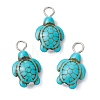 Dyed Synthetic Turquoise Pendants PALLOY-JF02924-01-1