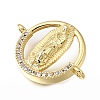 Religion Brass Micro Pave Clear Cubic Zirconia Connector Charms KK-G602-07G-12-2