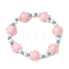Synthetic Turquoise & Natural Freshwater Shell Beads Stretch Bracelets for Women BJEW-JB12017-01-2