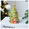Porcelain Christmas Tree Decorative Hinged Jewelry Trinket Box DJEW-PW0012-055B-1