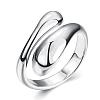 Real Platinum Plated Adjustable Brass Finger Rings for Women RJEW-BB07574-C-1