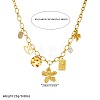 304 Stainless Steel Flower Heart Tree & Plastic Pearl & Resin Disc Multi-Charm Bib Necklaces for Women WG8B7B1-01-4