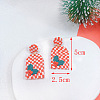 Christmas Polymer Clay & Brass Dangle Stud Earrings FS-WGF7104-02-1