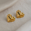 French Vintage Style Stainless Steel Textured Heart Stud Earrings for Women EI9252-1-1