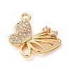 Brass Micro Pave Clear Cubic Zirconia Charms KK-G503-38G-2