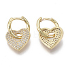 Brass Micro Pave Clear Cubic Zirconia Dangle Huggie Hoop Earrings EJEW-R115-001-NF-3